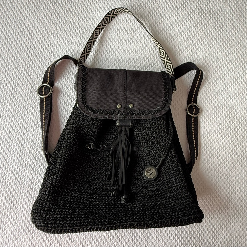 The Sak Woven‎ Backpack Purse Black